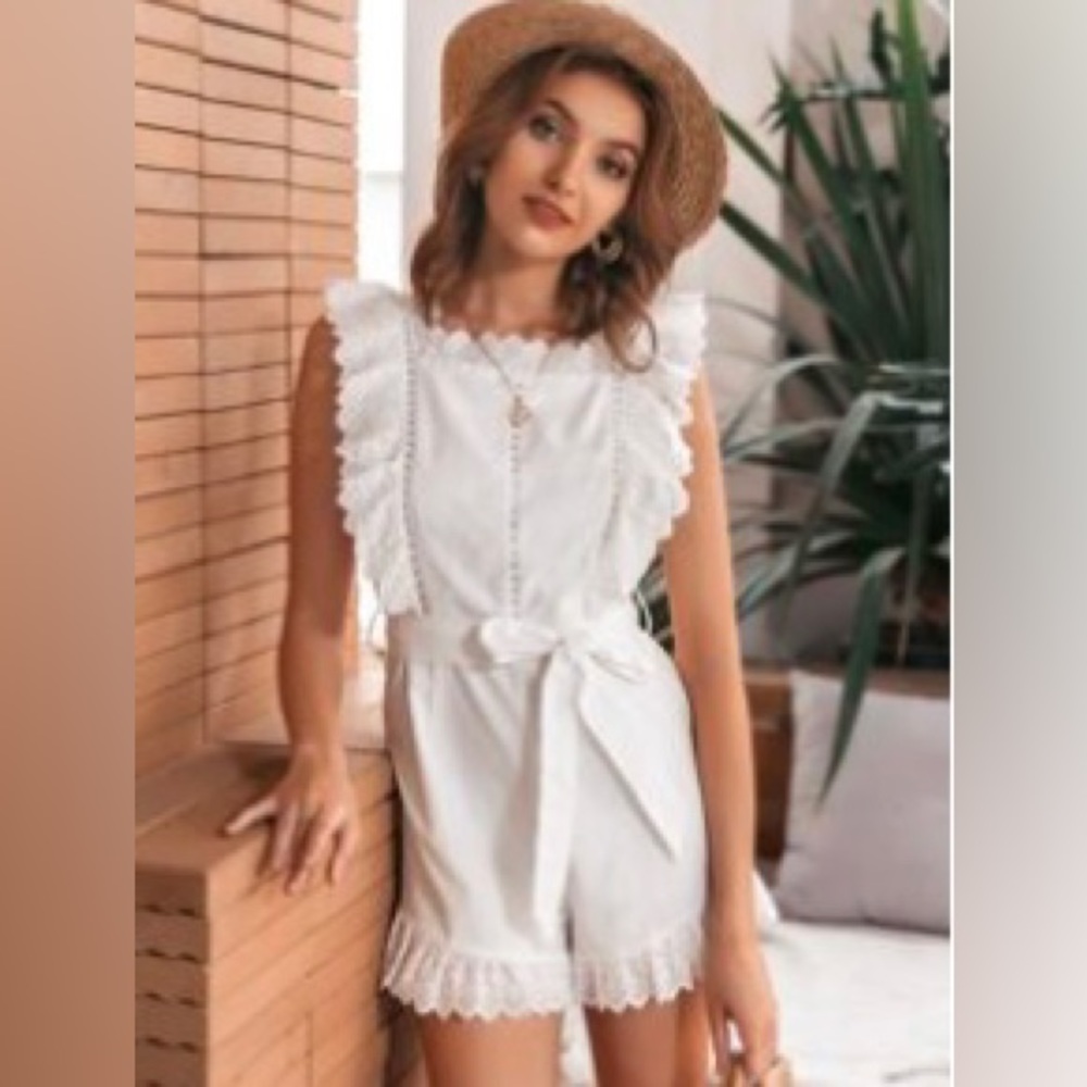 White Romper womens